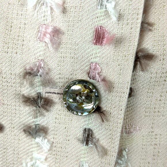 Bernard Zins Paris Women’s 4 Pink Nina Blazer Jacket Pearl Button Work Dressy - Picture 6 of 7